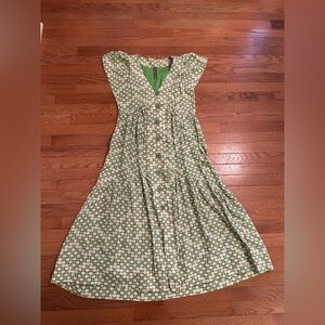 Anthropologie Reneé Flutter-Sleeve Linen Button-Front Midi Dress Small